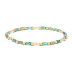 Crystal Mix Lt Turquoise Stretch Bracelet (gold)