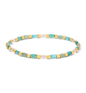 Crystal Mix Lt Turquoise Stretch Bracelet (gold)