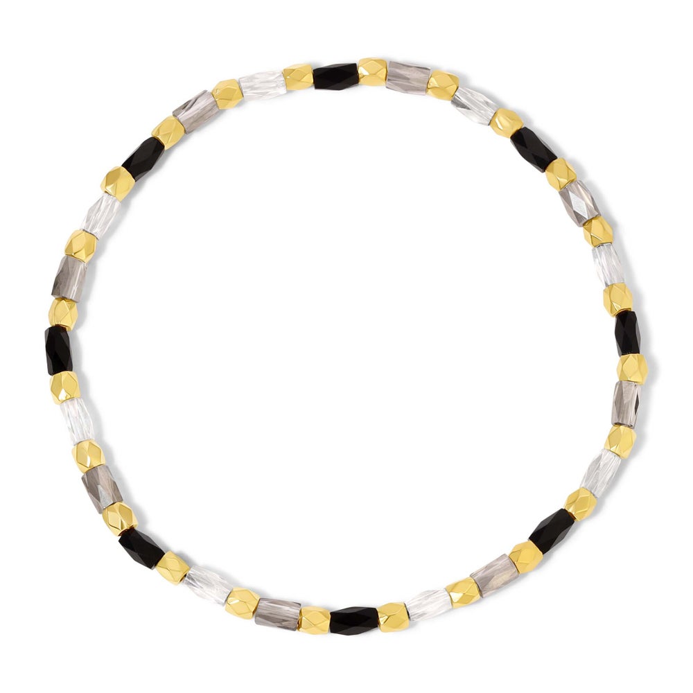 Crystal Mix Black Dia Stretch Bracelet (gold)