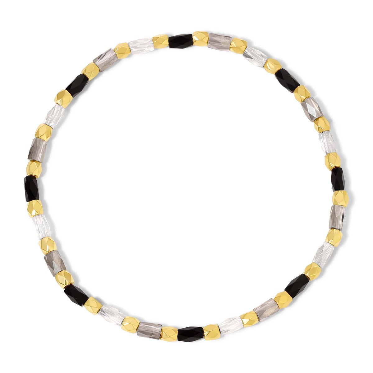 Crystal Mix Black Dia Stretch Bracelet (gold)