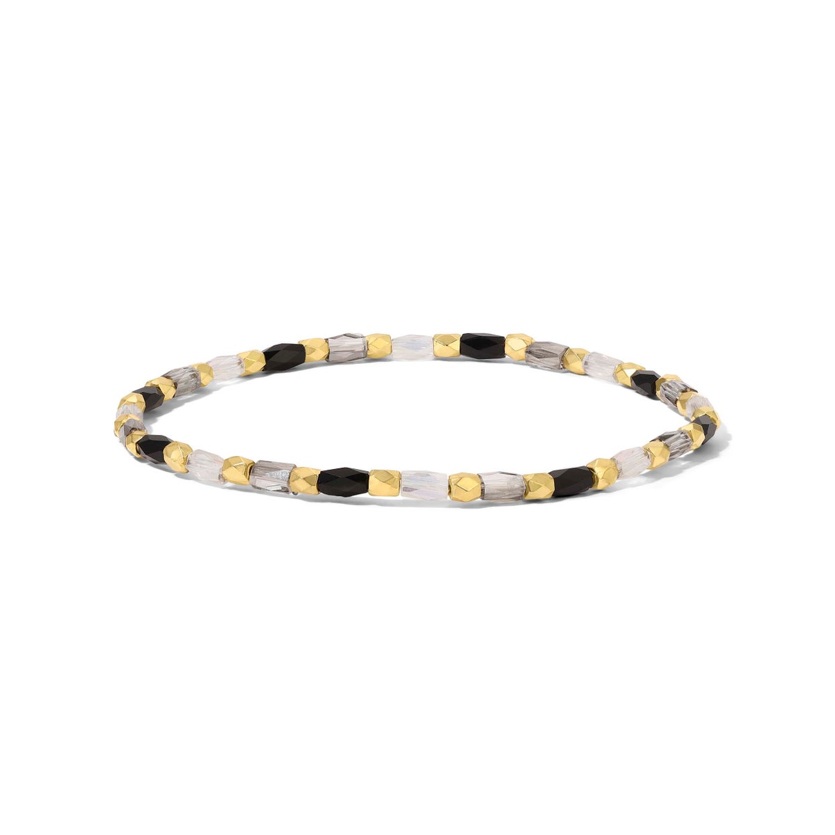 Crystal Mix Black Dia Stretch Bracelet (gold)