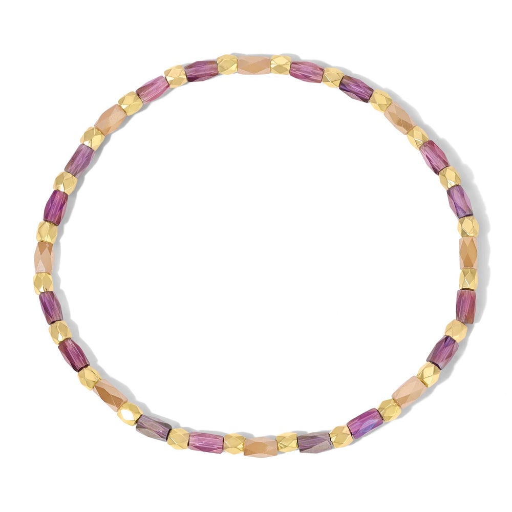 Crystal Mix Purple and Amber Bracelet (gold)