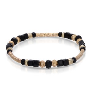 Crystal Square Bracelet - Black (with Gold)