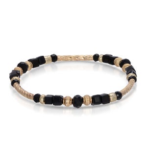 Crystal Square Bracelet - Black (with Gold)
