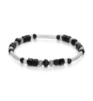 Crystal Square Bracelet - Black (with Silver)