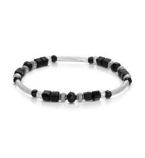 Crystal Square Bracelet - Black (with Silver)