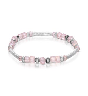 Crystal Square Bracelet - Lt Pink AB (with Silver)