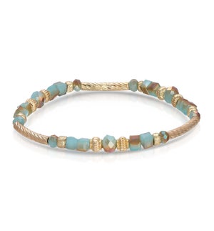 Crystal Square Bracelet - Sand and Sea (with Gold)