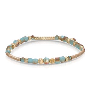 Crystal Square Bracelet - Sand and Sea (with Gold)