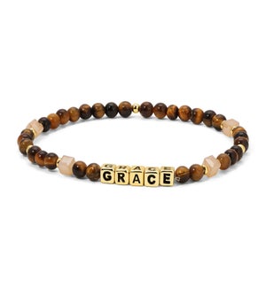 Grace - Tiger Eye and Sahara crystal / 14k gold plat