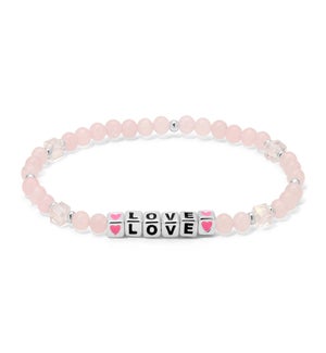 LOVE - Rose Quartz and Clear ab crystal / Sterling S