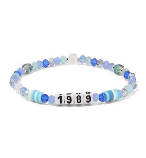 1989 - Lt Blue Crystal mix and Clay Discs Bracelet