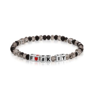 F #k it - Black Sparkle crystal / Silver