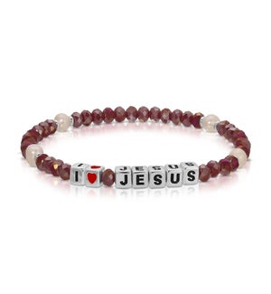 I    Jesus - Cranberry AB crystal and Pearl / Silver