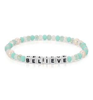 Believe - Seaside Mist crystal and Pearl / Silver