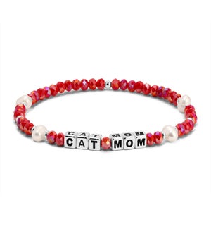 CAT Mom- Cranberry AB and Pearl / Sterling Silver pl