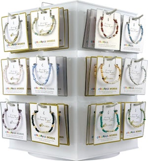 Gemstone and Crystal Colorful Words Bracelet Assortment 72 pcs