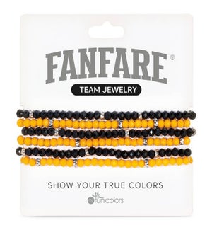 Black and Mustard Crystal Bracelet Set/6