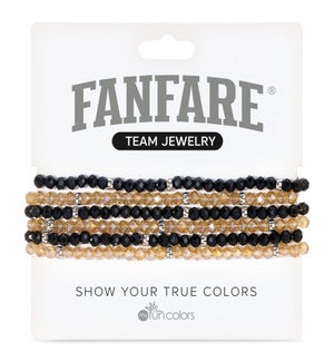 Black and Old Gold AB Crystal Bracelet Set/6