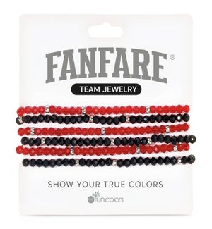 Ruby and Black Crystal Bracelet Set/6