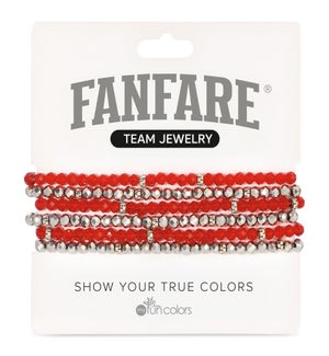 Ruby and Pewter Crystal Bracelet Set/6