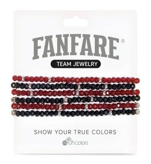 Garnet and Black Crystal Bracelet Set/6