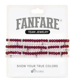 Maroon and Ice White Crystal Bracelet Set/6