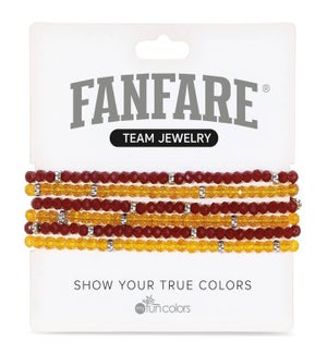 Maroon and Mustard Crystal Bracelet Set/6