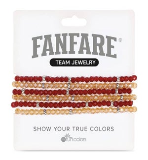 Garnet and Old Gold AB Crystal Bracelet Set/6