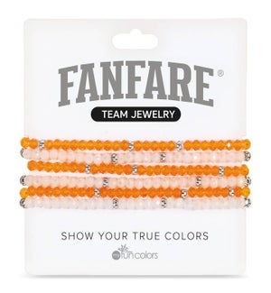 Orange and White Crystal Bracelet Set/6