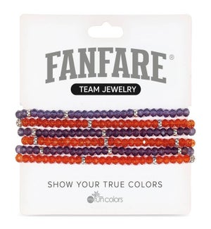 Amethyst and Deep Orange Crystal Bracelet Set/6