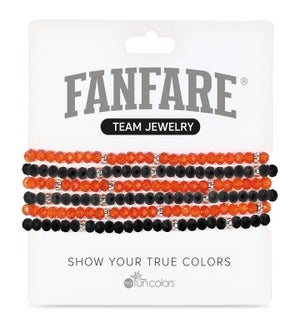 Deep Orange and Black Crystal Bracelet Set/6