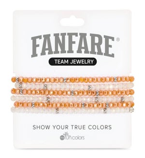 Burnt Orange and Ice White Crystal Bracelet Set/6