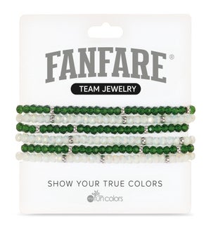 Forest Green and Ice White Crystal Bracelet Set/6