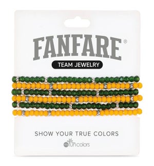 Forest Green and Mustard Crystal Bracelet Set/6