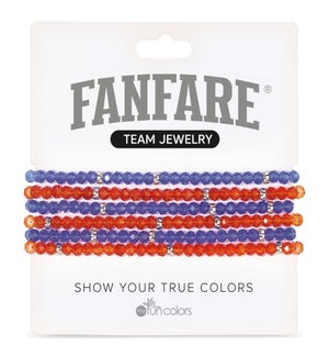 Royal and Deep Orange Crystal Bracelet Set/6