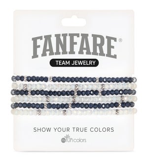 Indigo and Ice White Crystal Bracelet Set/6