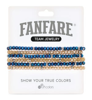 Elec Navy and Old Gold AB Crystal Bracelet Set/6