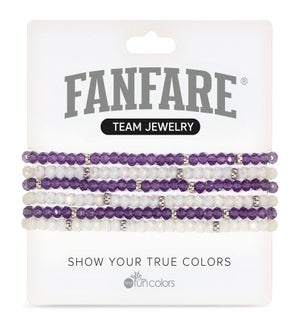 Amethyst and Ice White Crystal Bracelet Set/6