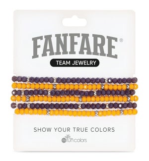 Purple and Mustard Crystal Bracelet Set/6