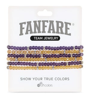 Amethyst and Old Gold AB Crystal Bracelet Set/6