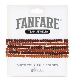 Maroon and Dark Orange Crystal Bracelet Set/6