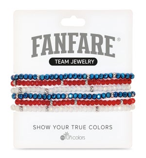 Elec Navy, Ruby and White Crystal Bracelet Set/6