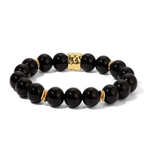 Black Onyx - 10mm gemstone w/ gold accents