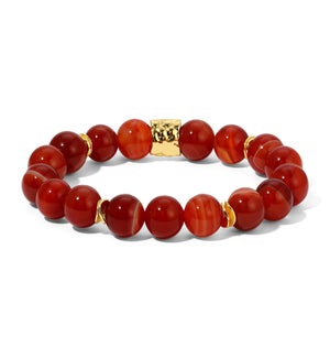 Orange Striped Agate - 10mm gemstone w/ gold accen