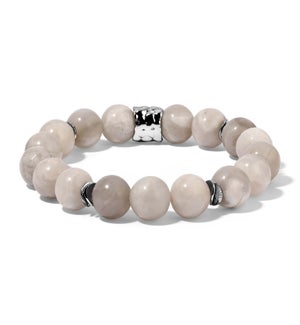 White Crazy Agate - 10mm gemstone w/ silver accent