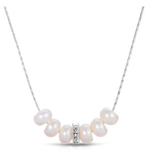 Slide Necklace - White Pearl Gemstone Rondelle