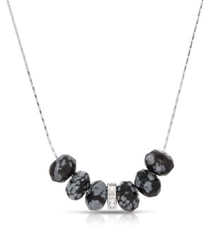 Slide Necklace - Snowflake Obsidian Gemstone Ronde