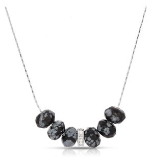 Slide Necklace - Snowflake Obsidian Gemstone Ronde
