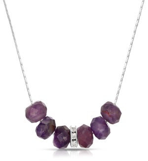 Slide Necklace - Amethyst Gemstone Rondelle